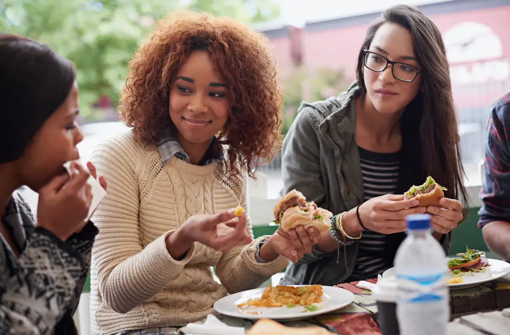 People eating a meal together