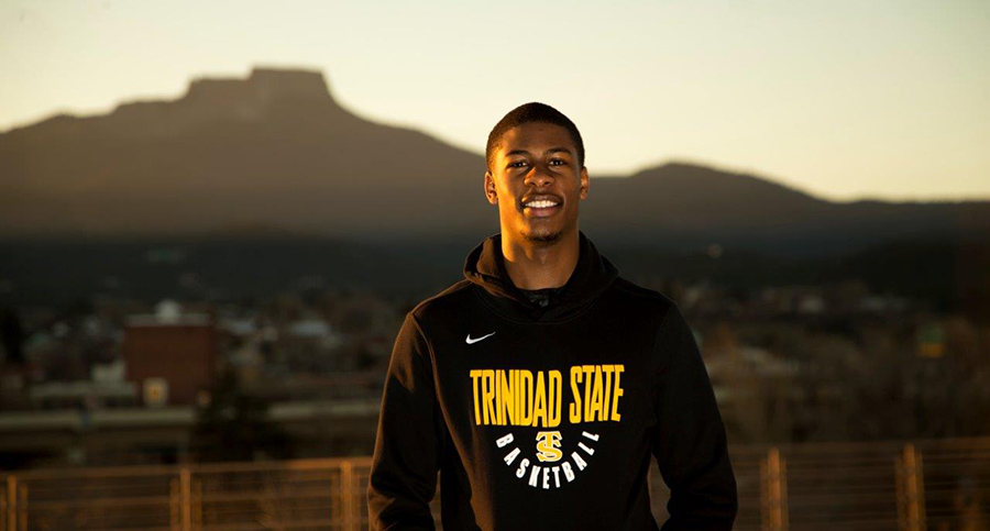 Student in front of Fisher's Peak image