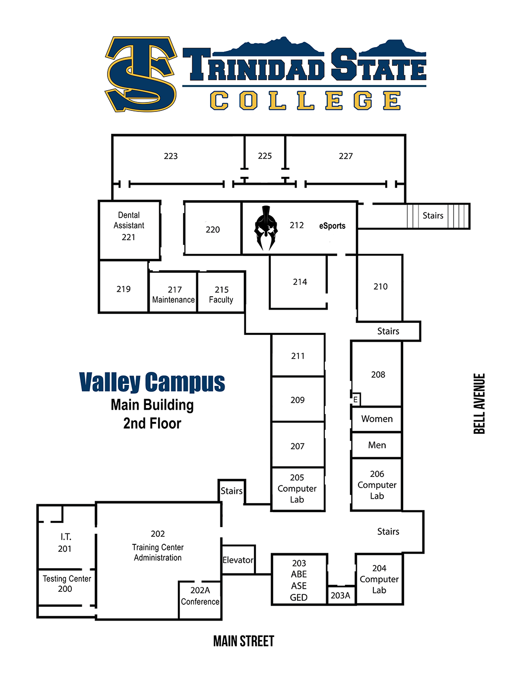 Valley Campus Main Building 2nd floor map image